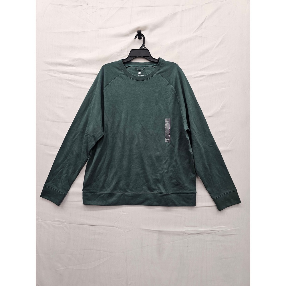 All in Motion Mens Ponte Pullover Sweatshirt Green Cotton Blend Athletic Size XL